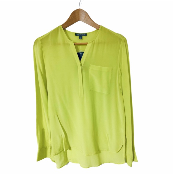 Tinley Road Tops - Tinley Road 100% Silk Neon Green Blouse